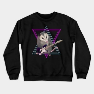 Opossum playing the bass guitar Crewneck Sweatshirt